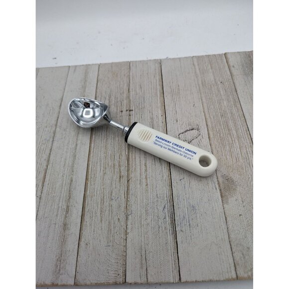 Metal Chrome Plastic White Ice Cream Scoop 8" Advertising - Picture 1 of 6